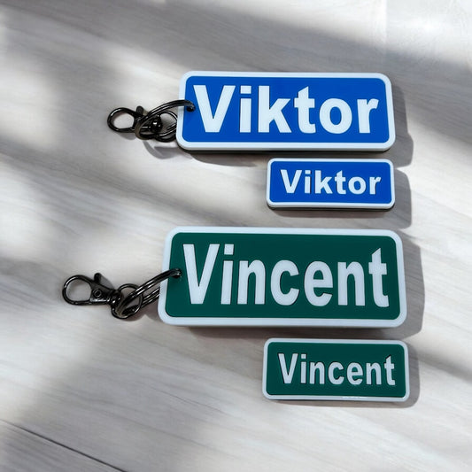 Street Sign Style Acrylic Name Keyring